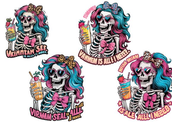 Colorful Summer Skeleton Girl Graphics for Creators